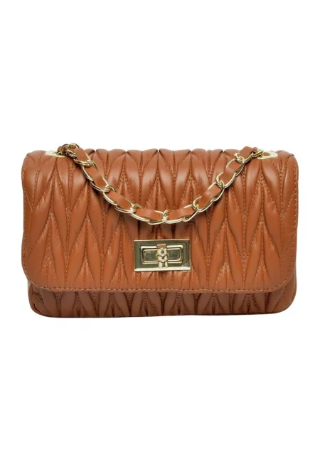 Дамска чанта  естествена кафява кожа - малка