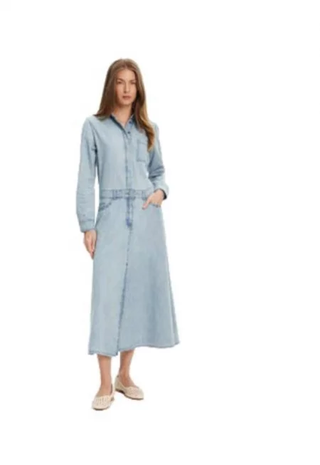 Дамска дънкова рокля -  памук - син