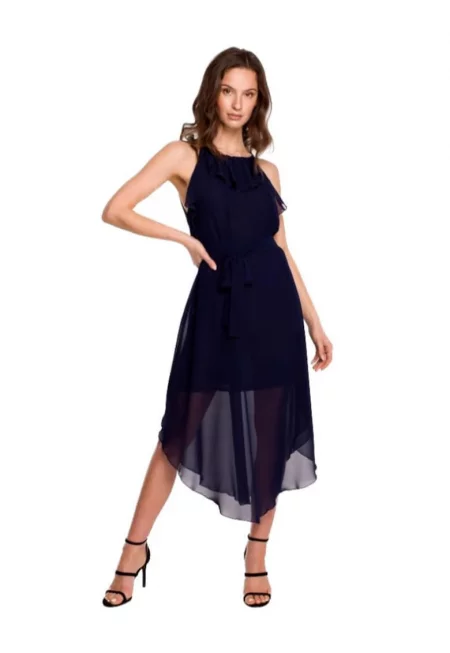 Дамска миди рокля -  Flone - тъмно синя