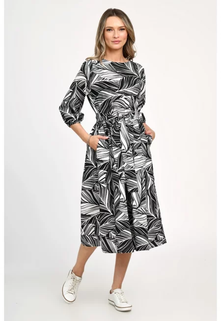 Дамска рокля -  Листово черно V312