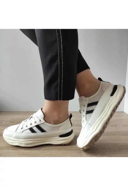 Дамски ежедневни обувки 18002-8 Бяло + Черно - 37 - Бяло + Черно