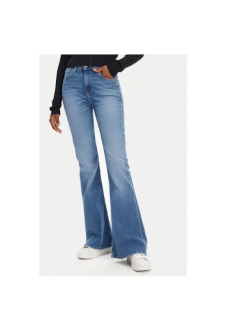 Дамски панталон  L32YROEU - Памук/Полиестер - Син