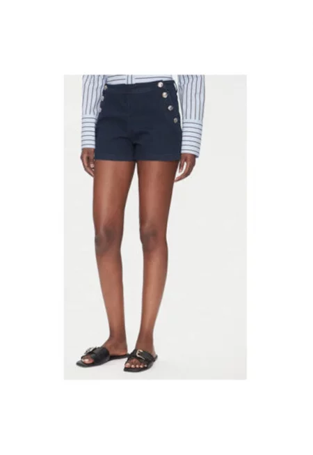 Дамски шорти  241-SHIVAL - Дънкови - Памук/Полиестер - Тъмносин