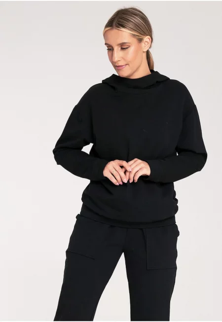 Дамски суитшърт -  M1034 - черен - памук/еластан