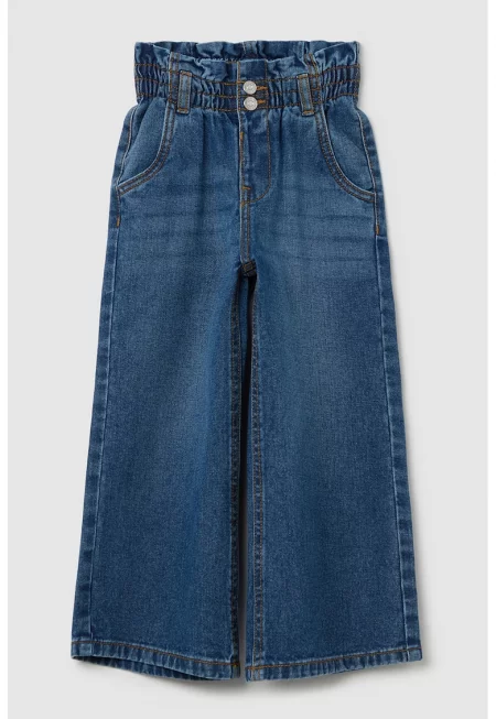 Дънки с широк крачол и еластична талия