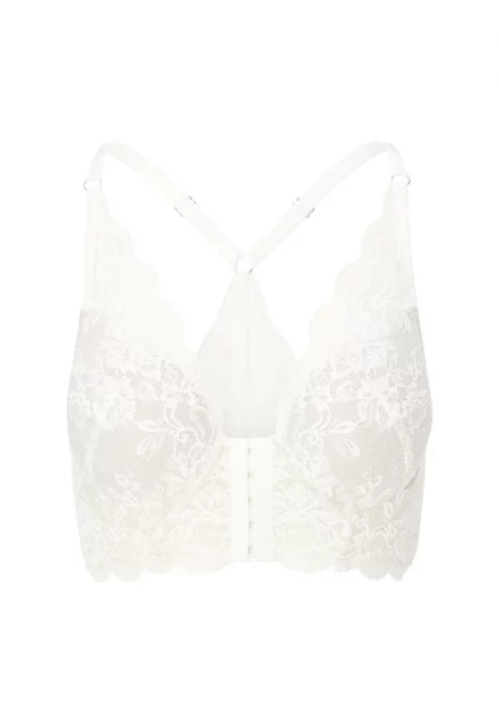 Дантелено подплатено бюстие - Мръснобял