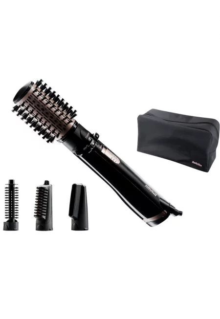 Електрическа четка за коса   - Въртяща - 1000W - Йонизираща функция - Керамична четка 50 см - 4 аксесоара - 2 настройки на температурата/скорости ...