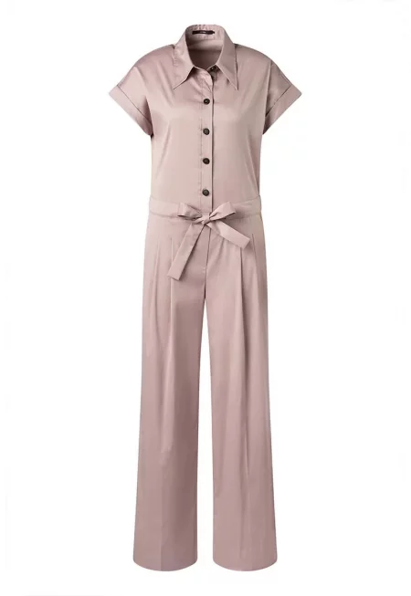 Гащеризон с къс ръкав и предно закопчаване с копчета - Кафяв