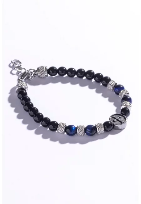 Гривна с тигрово око - Черен/Син/Сребрист