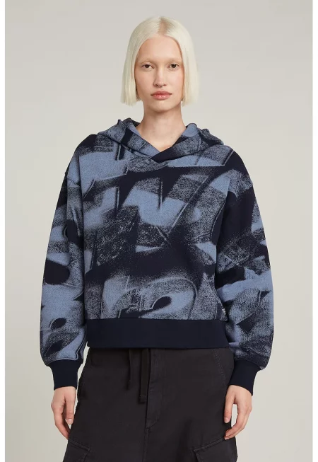 Худи от органичен памук с лого - Син