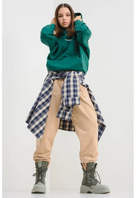 Худи с паднали ръкави - Аква зелено