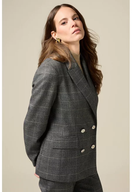 Карирано двуредно сако - Tъмносив