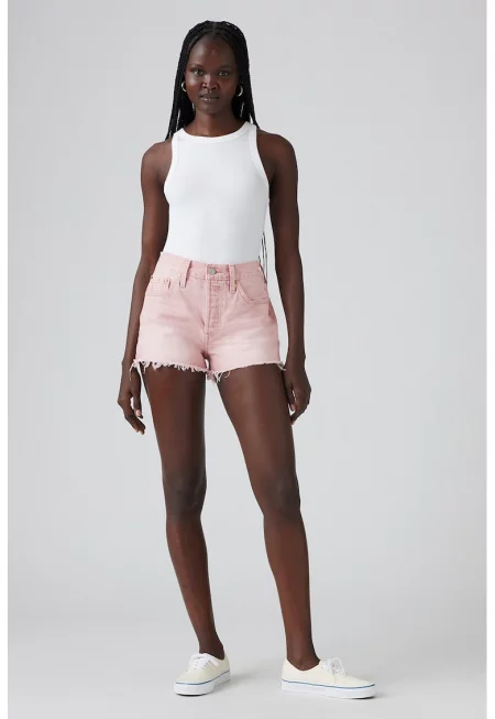 Къси дънки 501® с висока талия - Светлорозов