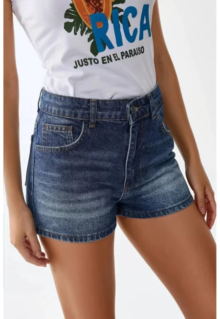 Къси дънкови панталони -  висока талия - деним