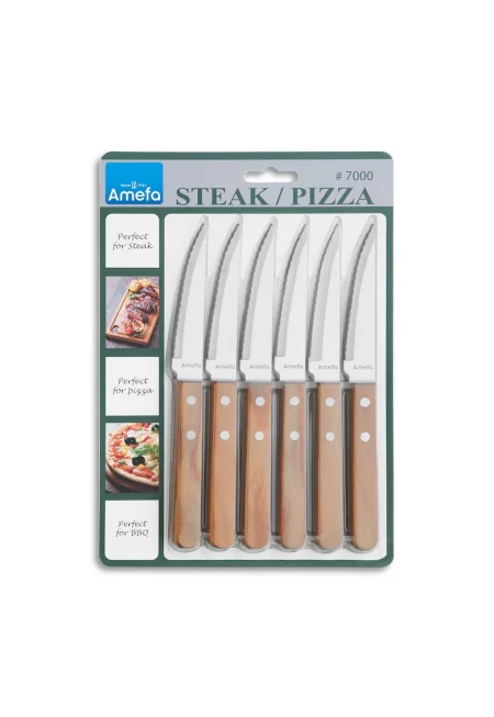 Комплект ножове за пържоли/пица  6 части