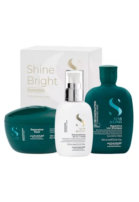 Комплект  Semi Di Lino Reconstruction Shampoo - 250 ml - Маска 200 ml и Флуид за блясък All-in-1 Diamond Illuminating - 125 ml