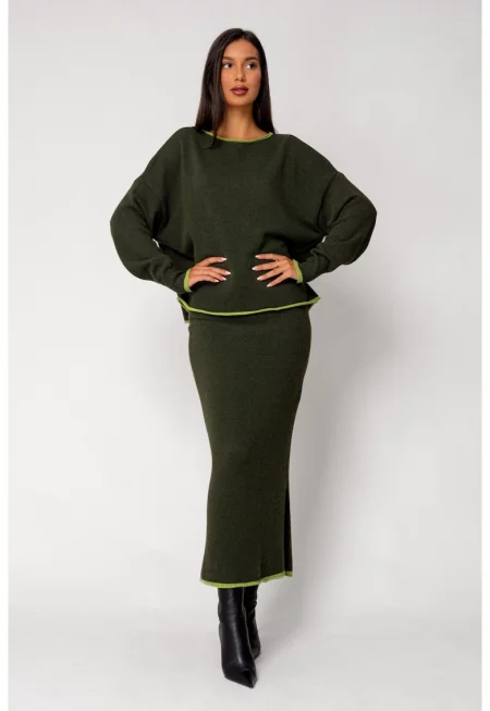 Комплект Sylvie с пола от смесена вълна и кашмир Green 18061