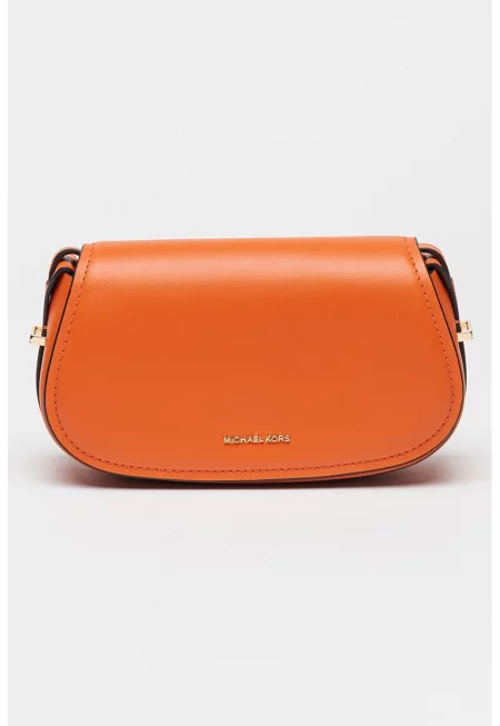 Кожена чанта през рамо Lydia - Мандарина