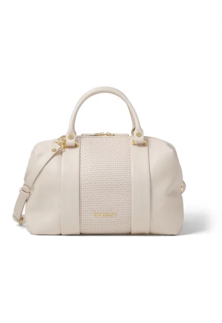 Кожена чанта с отделяща се презрамка - Бежов