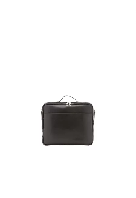 Кожена ръчна чанта с отделяща се презрамка - Черен