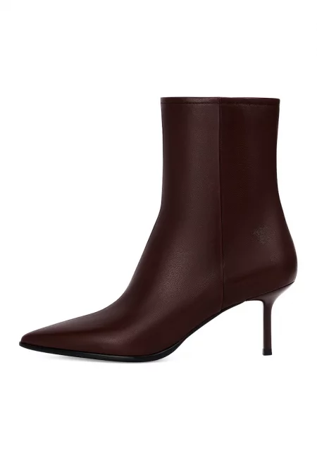 Кожени боти с остър връх - Тъмнокафяв