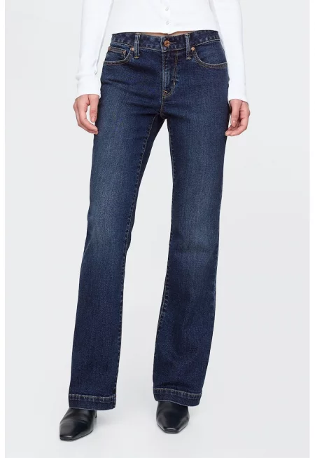 Леко разкроени дънки със средновисока талия - Тъмносин