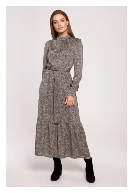 Макси рокля с волани -  Сива