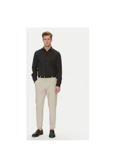 Мъжка риза  10011212 30046075 - лен - черна - Черен