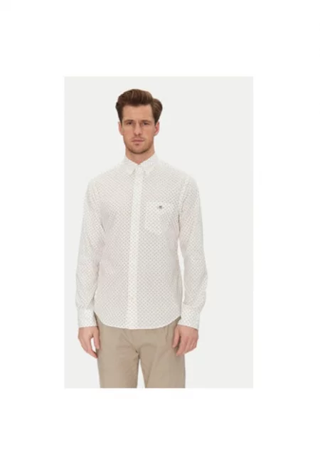 Мъжка риза  3250056 - памук - бяла - Бял