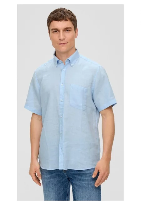 Мъжка риза с къс ръкав  изработена от 100% лен