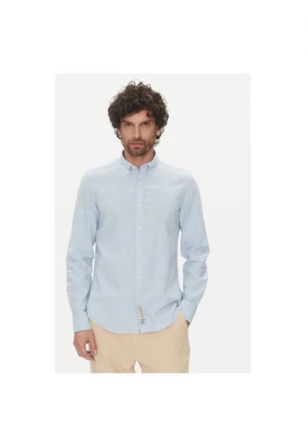 Мъжка риза  TL141 - Памук/Лен - Светлосин - Светлосин