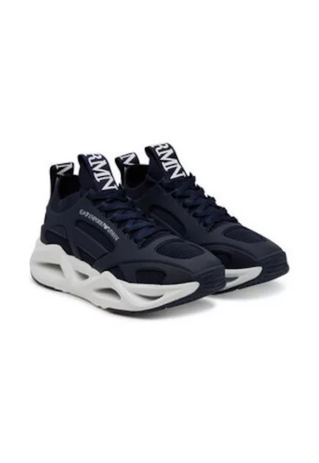 Мъжки кецове - Emporio Armani  екологична кожа - син -