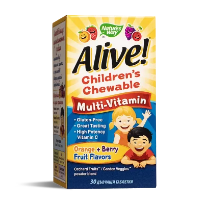 Мултивитамини за деца Алайв - Alive! Children's Chewable Multi-Vitamin, 30 дъвчащи таблетки