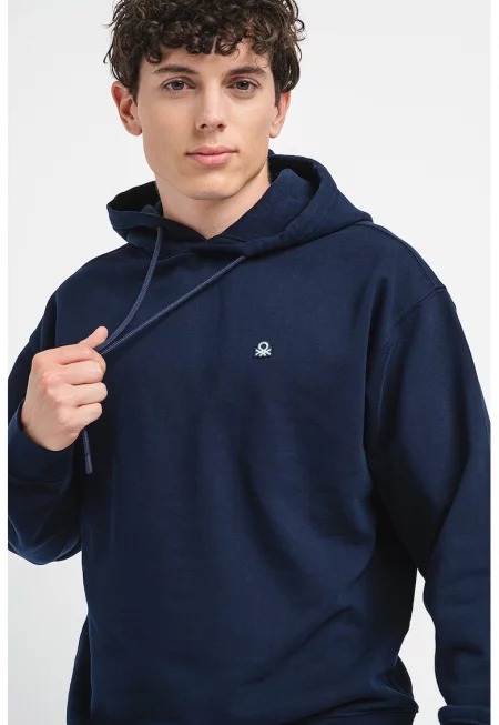 Памучно худи със стандартна кройка - Тъмносин