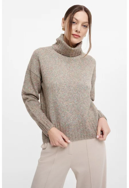 Поло с паднали ръкави - Тъмнокафяв