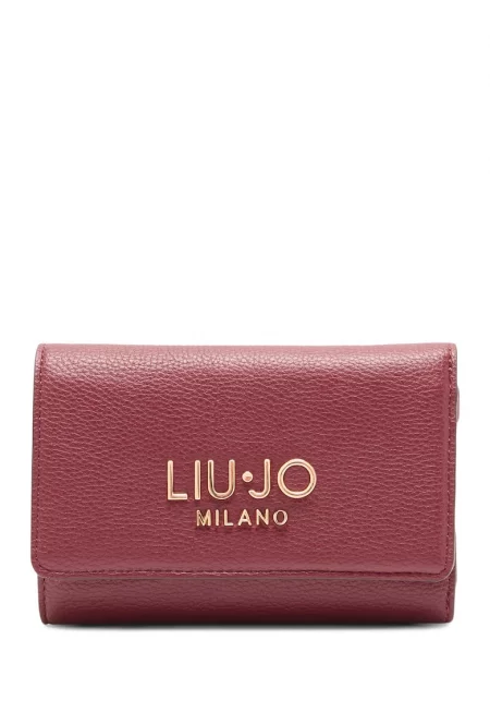 Портфейл с метално лого - Тъмночервен