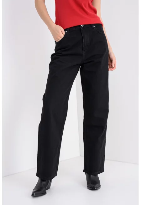 Прави дънки Leni - Черен