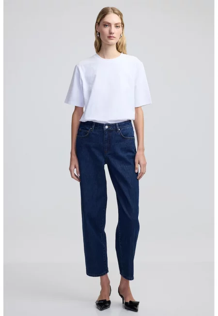 Прави дънки над глезена - Тъмносин/Син