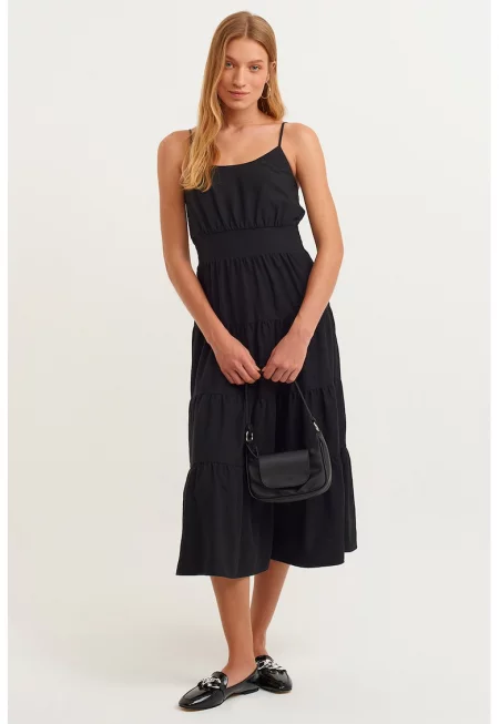 Разкроена рокля - Черен