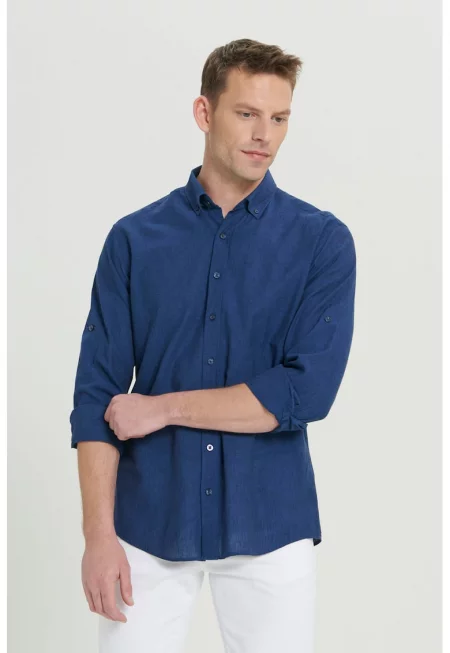 Риза Oxford с лен и памук