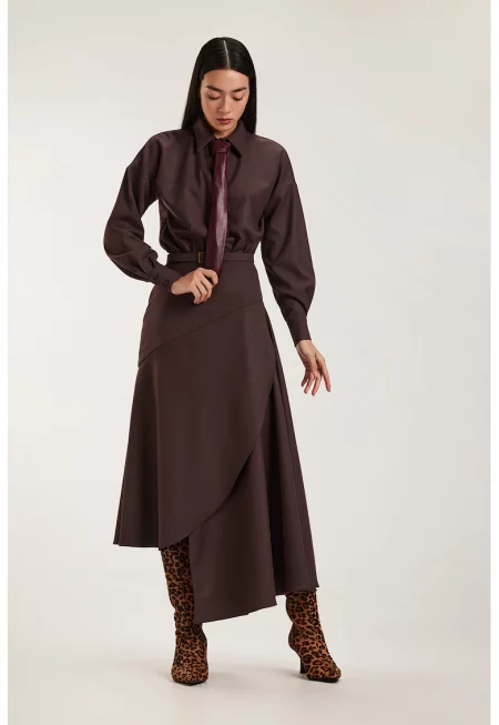 Рокля Heron с дизайн 2в1 - Кафяв