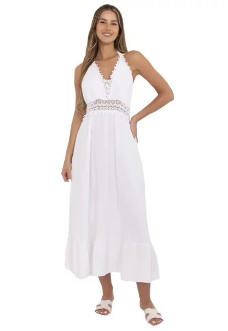 Рокля  памук - бяла - един размер
