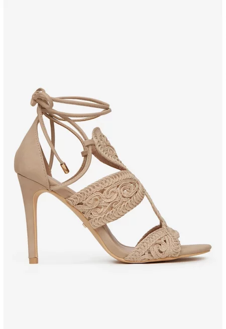 Сандали  текстилен материал - бежов цвят