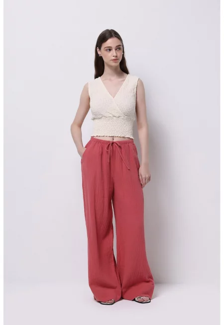 Широк памучен панталон