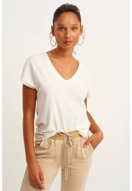 Шпиц тениска от памук и лен