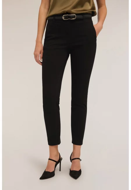 Скъсени скини дънки с висока талия - Черен