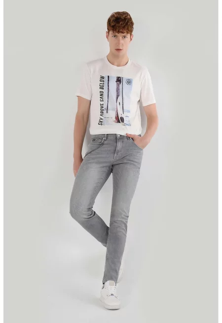 Слим дънки с ниска талия - Светло сив