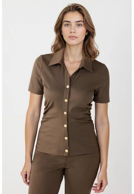 Слим риза - Тъмнокафяв