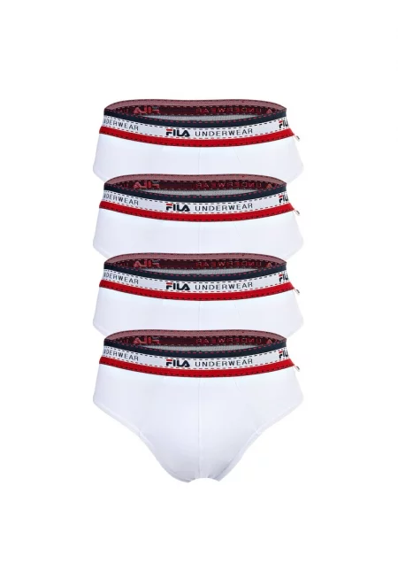 Слипове с лого на талията - 4 чифта - Бял