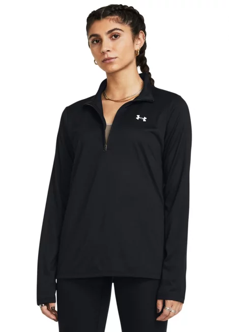 Спортна блуз с къс цип - Черен